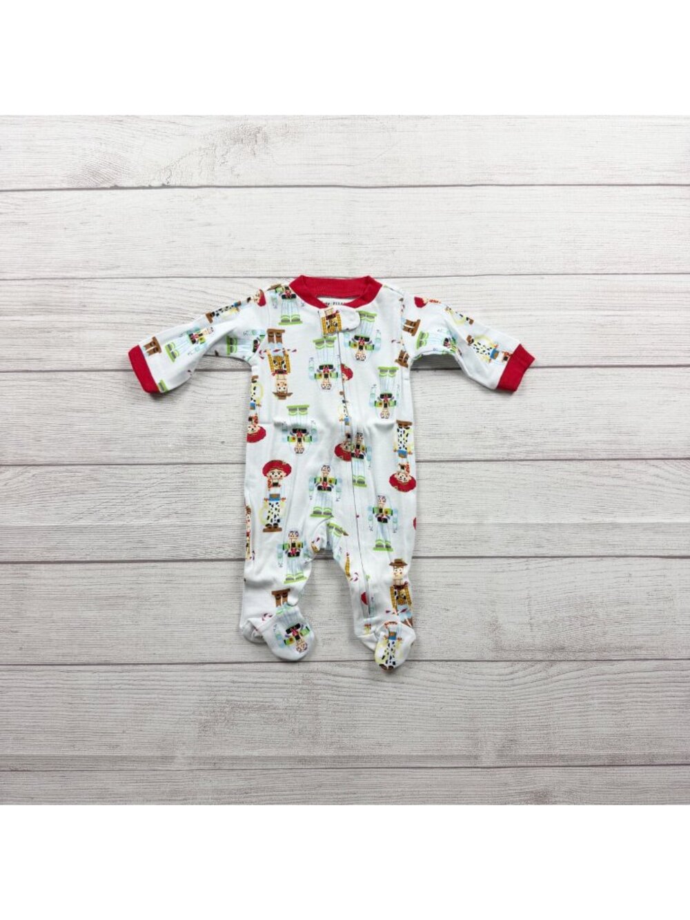 Disney Pixar Toy Story Footed Sleeper Pajamas White Full Zip Newborn